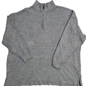 Polo Ralph Lauren 4XB Sweatshirt Mens Gray 1/4 Zip Cotton Pullover Red Pony